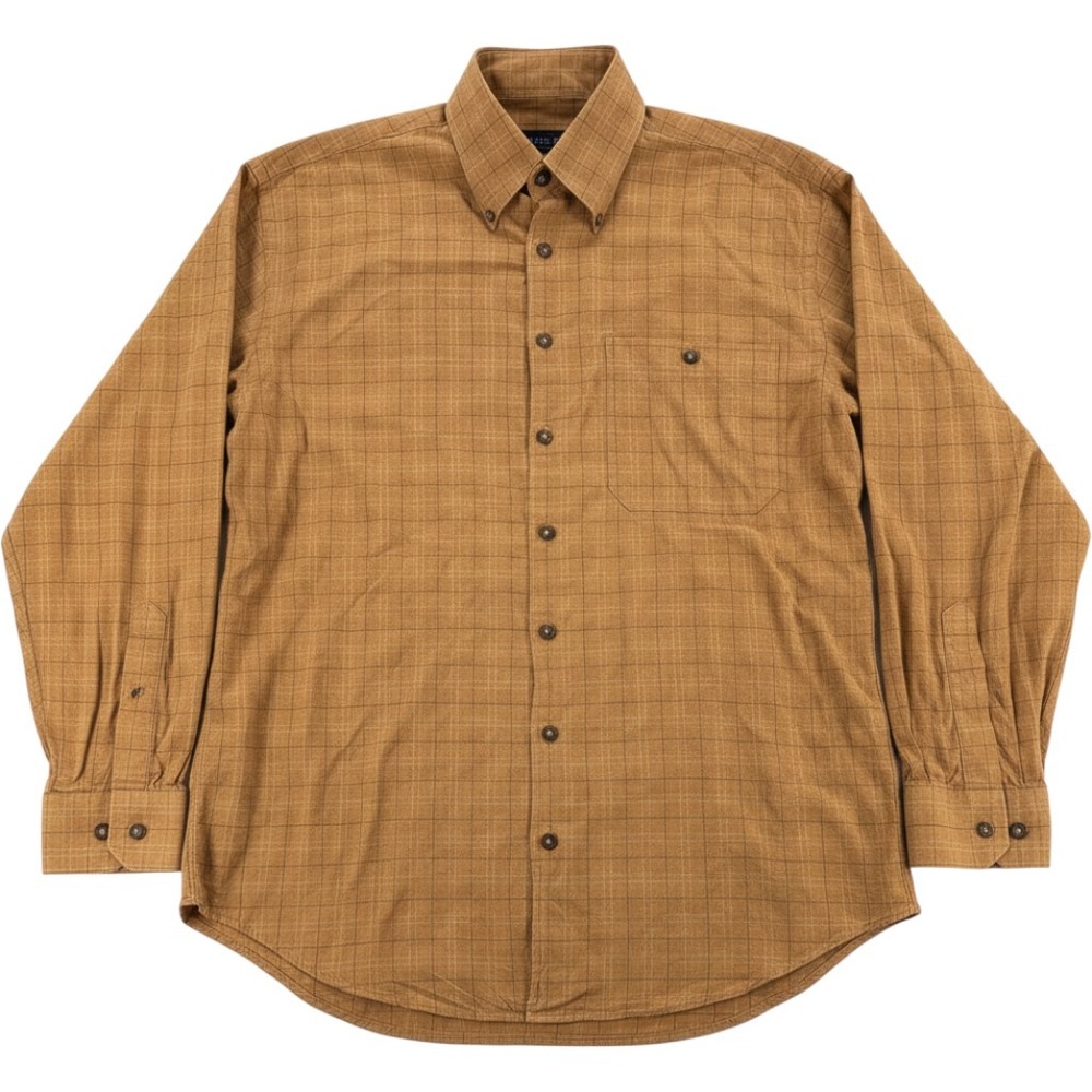 Scott Barber Button Down Shirt M Tattersall Check Cotton Long Sleeve Brown